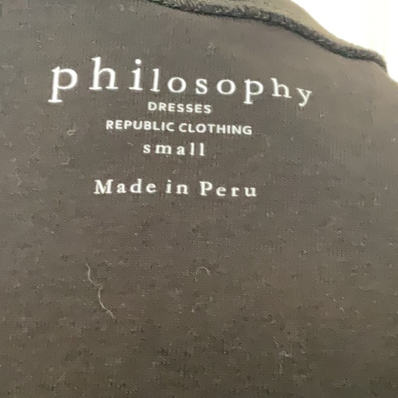 Philosophy, Black Ribbed Cotton dress with rounded neck and capped sleeves. - Picture 8 of 8